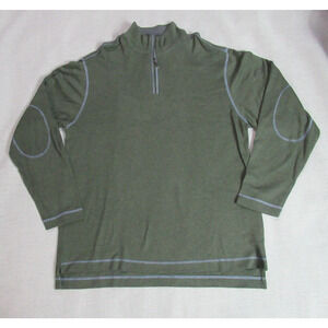 ALEX CANNON SWEATER MENS LARGE GREEN 1/4 ZIP PULLOVER DADCORE OUTDOOR CABINCORE